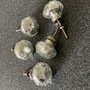 Vintage knobs. 7 total.  Silver and glass
